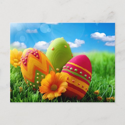 Bright Colorful Easter Egg design Holiday Postcard