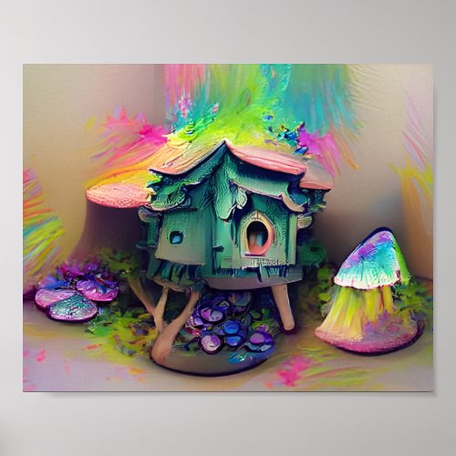 Bright Colorful Fairy House Poster