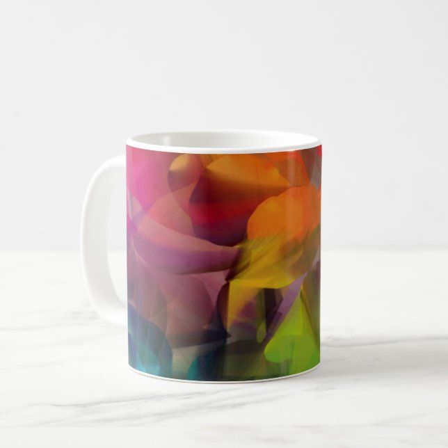 Bright Colorful Feather Art Coffee Mug (Front Left)