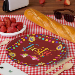 Bright Colorful Fiesta Fun Paper Plates