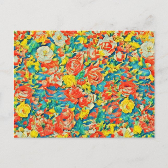 Bright Colorful Floral Blossoming Garden Fine Art Postcard (Front)