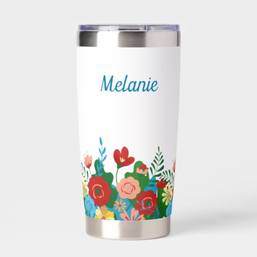 Bright Colorful Floral Bouquet Personalised Insulated Tumbler