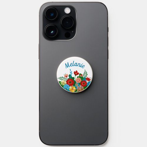 Bright Colorful Floral Bouquet Personalised PopSocket