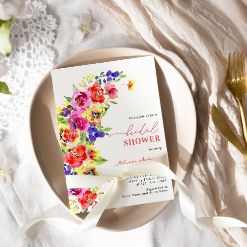 Bright Colorful Floral Bridal Shower Invitation