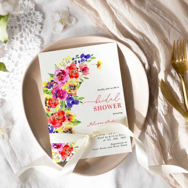 Bright Colorful Floral Bridal Shower Invitation (Creator Uploaded)