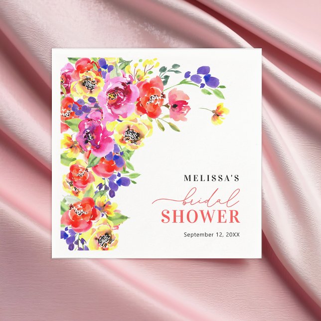 Bright Colorful Floral Bridal Shower Napkins (Creator Uploaded)
