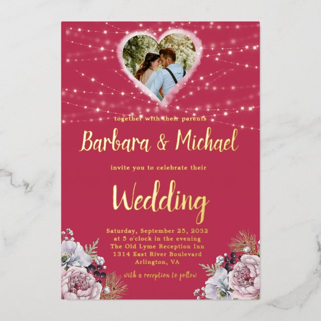 BRIGHT COLORFUL FLORAL FOIL INVITATION (Front)