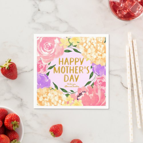 Bright Colorful Floral Happy Mothers Day Napkins