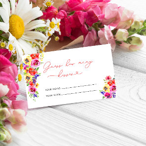 Bright Colorful Floral How Many Kisses Bridal Game Enclosure Card