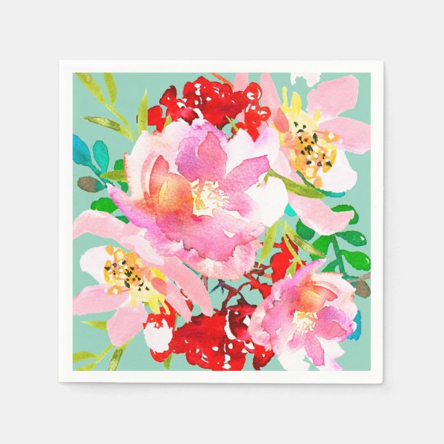 Bright Colorful Floral Napkins (Front)