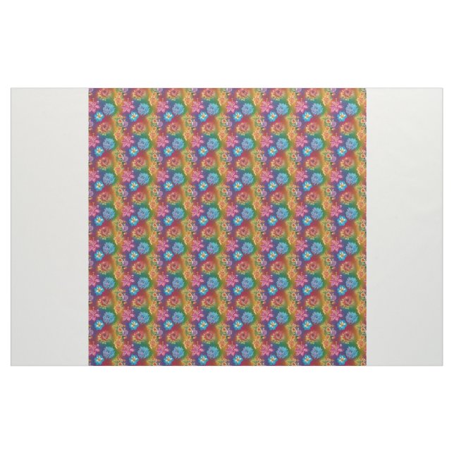 Bright Colorful Floral Pattern abstract  Fabric (Yard)
