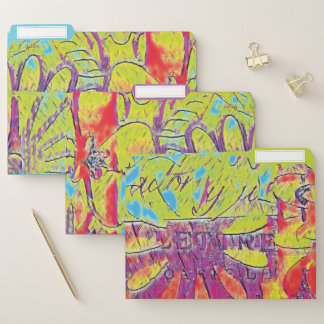 Bright Colorful Floral Pattern File Folder Set