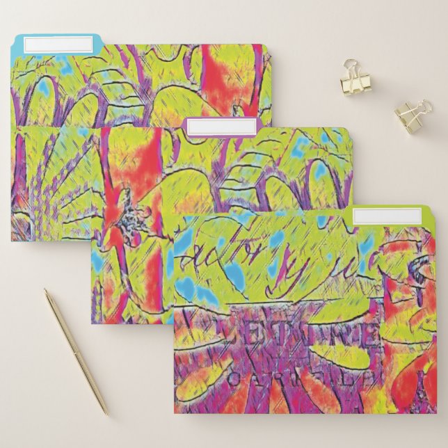 Bright Colorful Floral Pattern File Folder Set (Set)