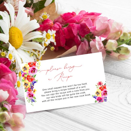 Bright Colorful Floral Recipe Request Card