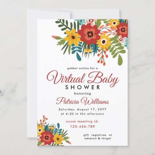 Bright Colorful Floral Virtual Baby Shower Invitation