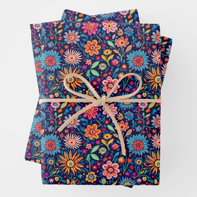 Bright Colorful Floral Wrapping Paper (In situ)