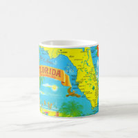 Bright, Colorful Florida Postcard Map Mug