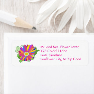 Bright Colorful Flower Address Labels