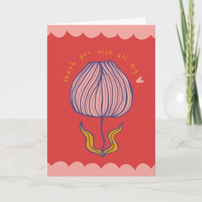 Bright Colorful Flower Illustrated Thank You Card (Front)