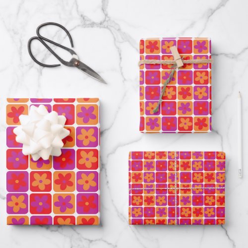 Bright Colorful flower pattern Wrapping Paper Sheets