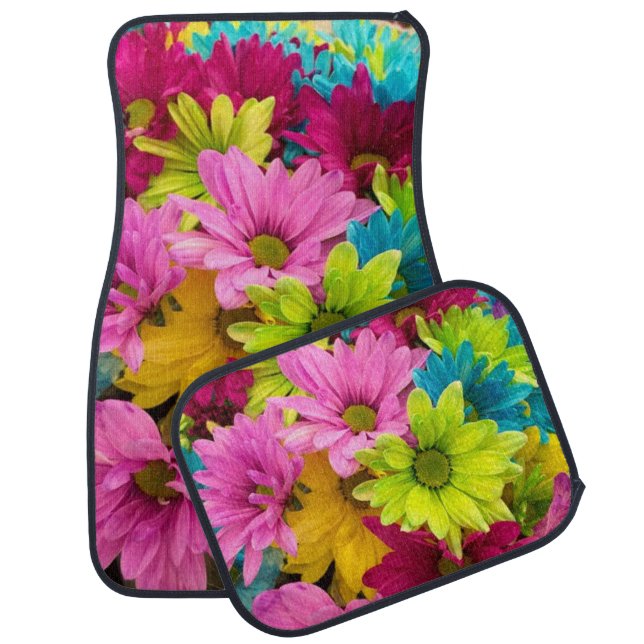 BRIGHT COLORFUL FLOWERS CAR FLOOR MAT (Set)