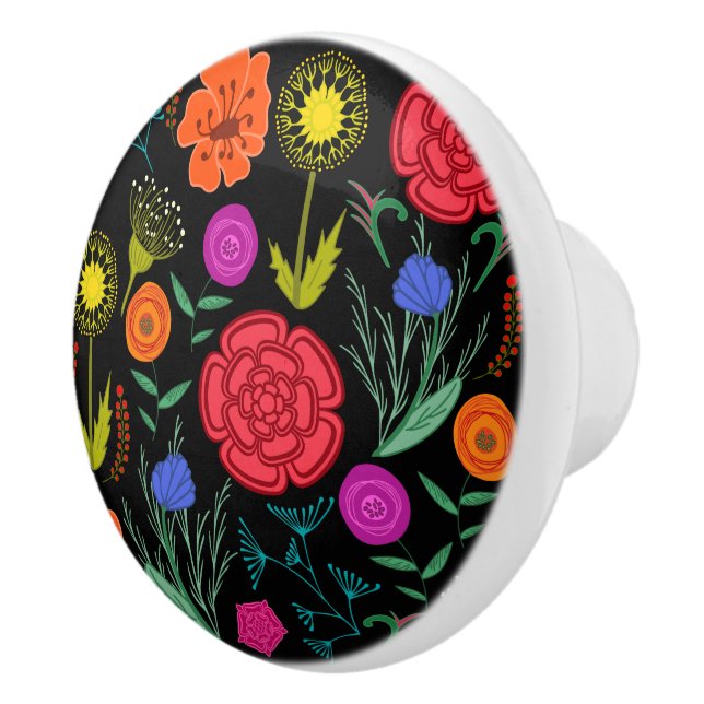 Bright Colorful Flowers  Ceramic Knob (Right)