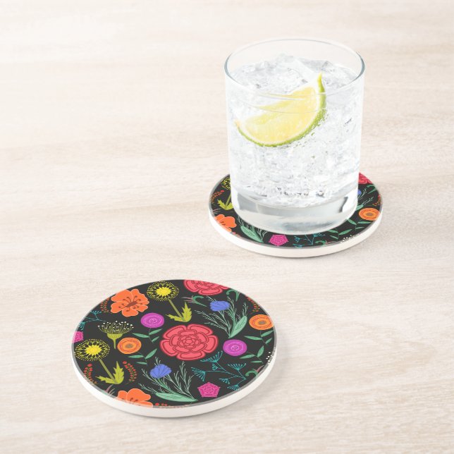 Bright Colorful Flowers  Coaster (Side)