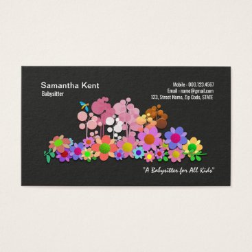 Bright Colorful Flowers Galore Nanny Business Card Bright Colorful Flowers Galore Nanny Business Card