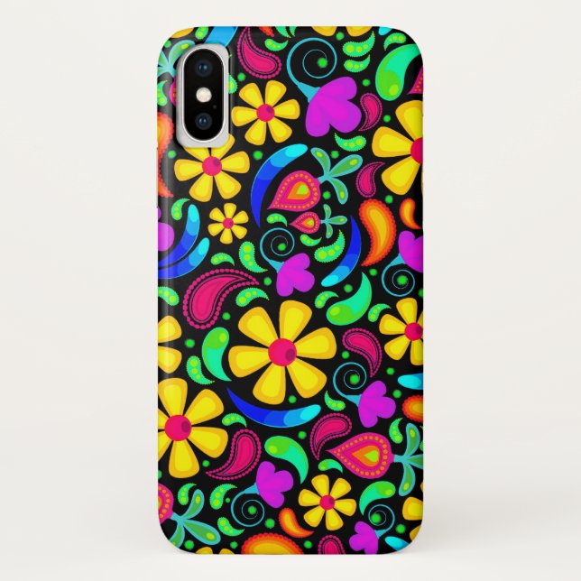 Bright Colorful Flowers iPhone X Case (Back)