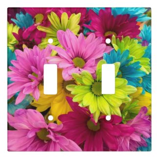 BRIGHT COLORFUL FLOWERS LIGHT SWITCH COVER