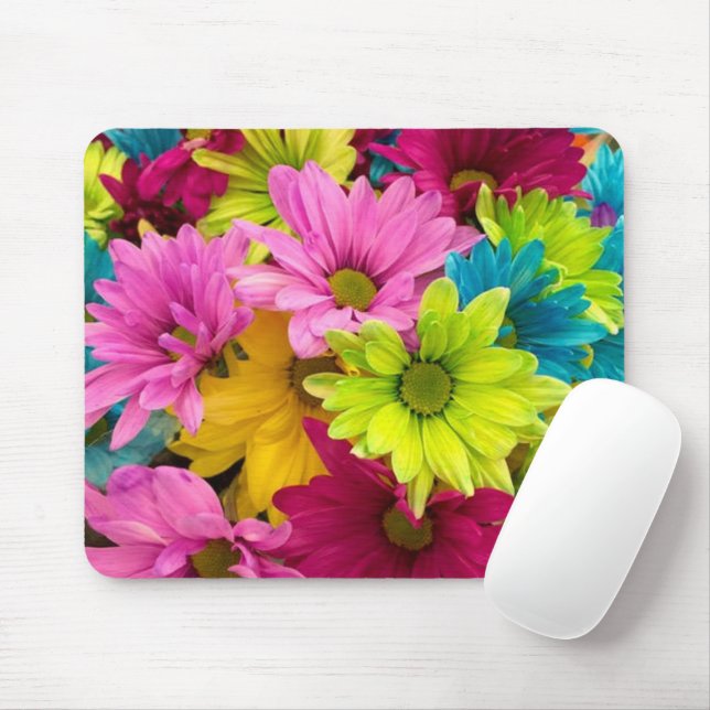 BRIGHT COLORFUL FLOWERS MOUSE PAD (With Mouse)