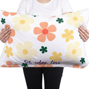 Bright Colorful Flowers Pattern Custom Decorative Accent Pillow