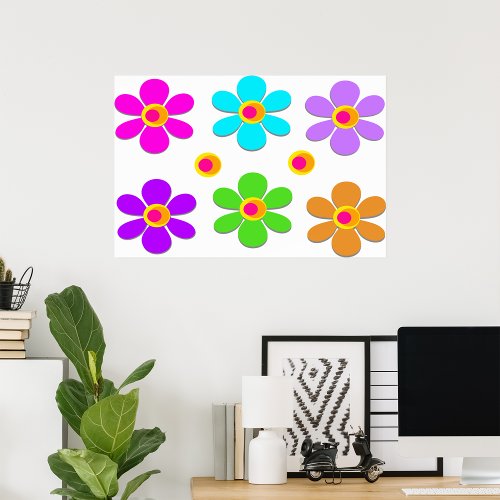 Bright Colorful Flowers Poster