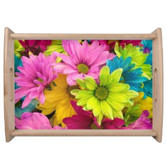BRIGHT COLORFUL FLOWERS SERVING TRAY