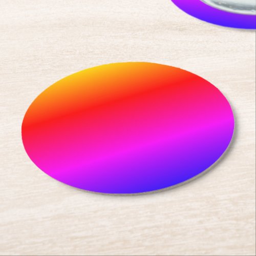 Bright Colorful Flowing Color Field Cheerful  Round Paper Coaster
