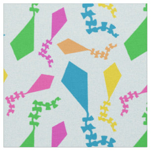Bright Colorful Flying Kites in the Sky Fabric