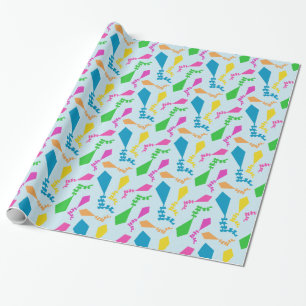 Bright Colorful Flying Kites in the Sky Wrapping Paper