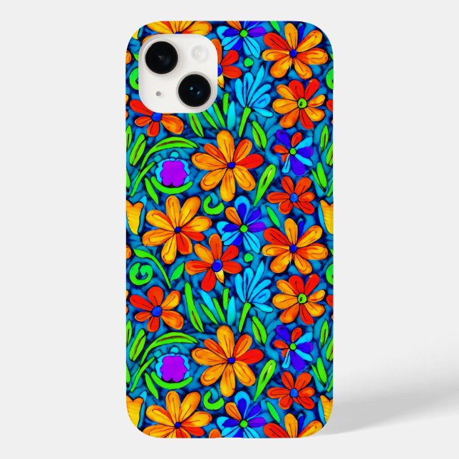 Bright Colorful Folk Art Flowers  Case-Mate iPhone Case (Back)