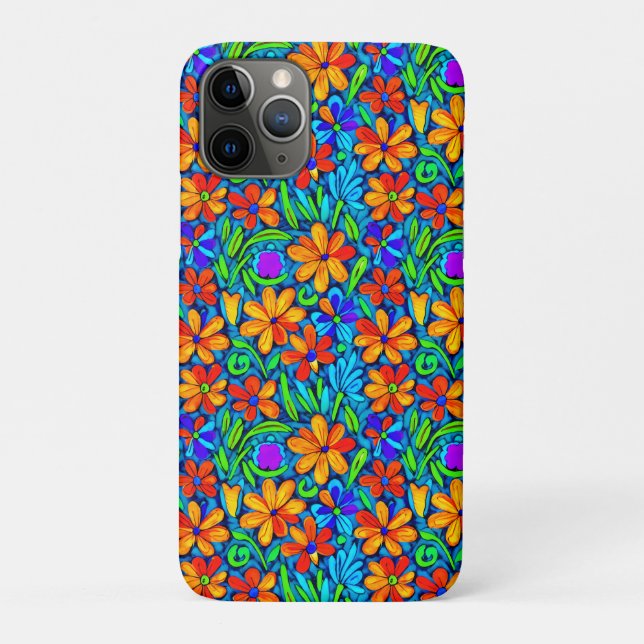 Bright Colorful Folk Art Flowers  Case-Mate iPhone Case (Back)