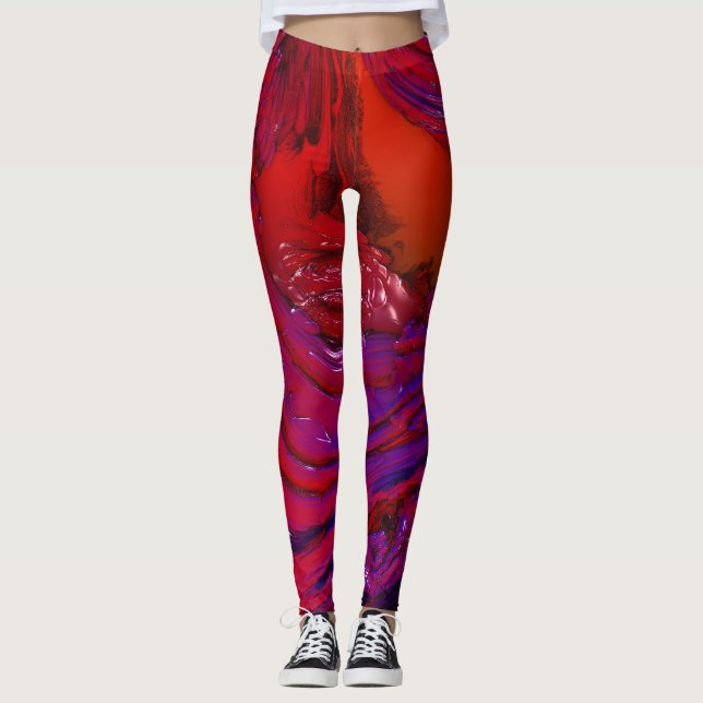 Bright Colorful Fractal Art Leggings (Front)