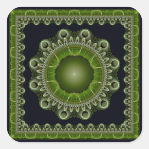 Bright colorful fractal mandala square sticker