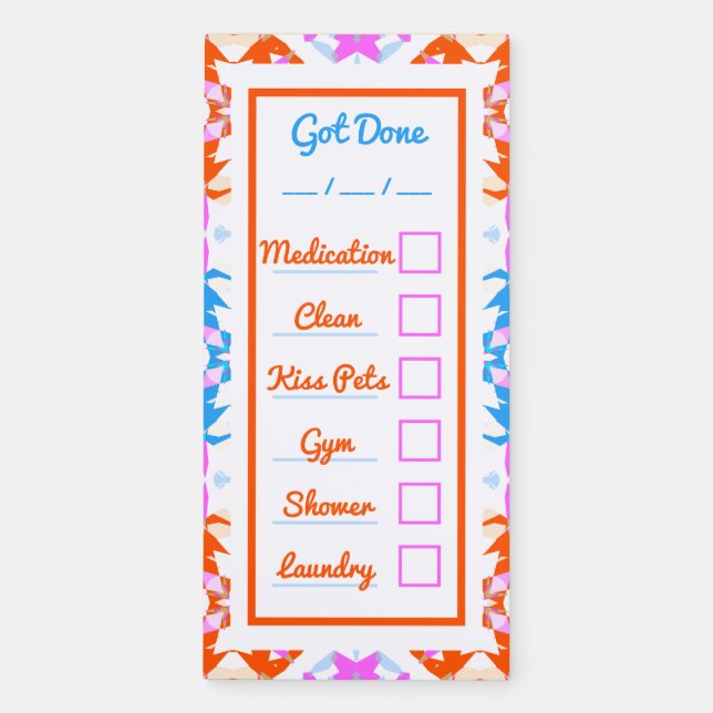 Bright Colorful Fun Adult ADHD Checklist Planner Magnetic Notepad (Front)