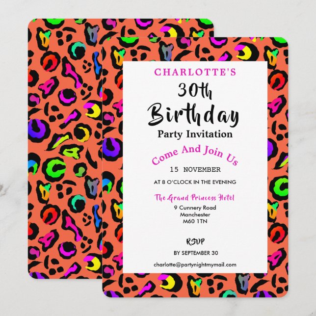 Bright Colorful Fun Birthday Party Invitation (Front/Back)