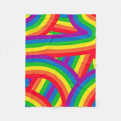 Bright Colorful Fun Rainbow Stripes Pattern Fleece Blanket