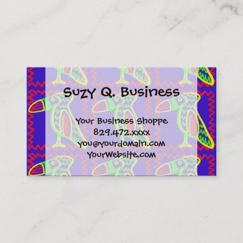 Bright Colorful Fun Toucan Tropical Bird Pattern Business Card