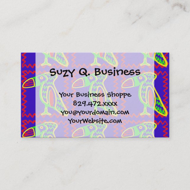 Bright Colorful Fun Toucan Tropical Bird Pattern Business Card (Front)