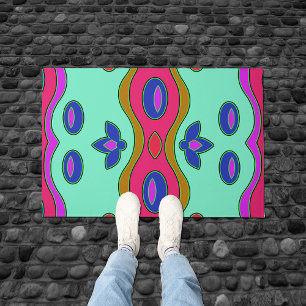 Bright Colorful Funky Abstract Art Doormat
