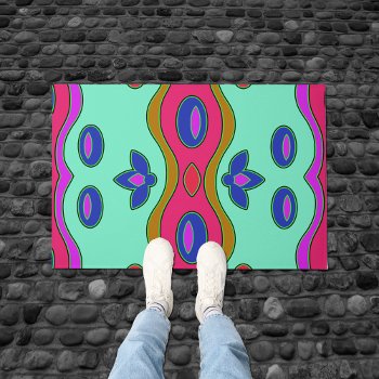 Bright Colorful Funky Abstract Art Doormat by machomedesigns at Zazzle