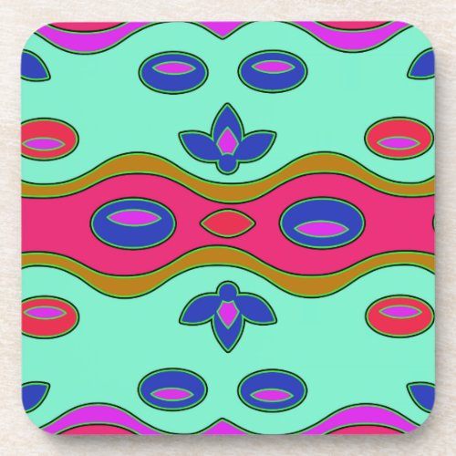 Bright Colorful Funky Abstract   Coasters