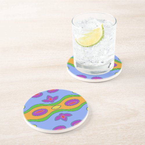 Bright Colorful Funky Abstract    Drink Coasters